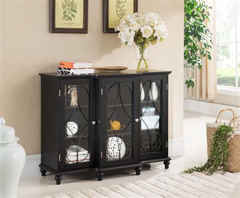 Logan Sideboard Buffet Black Wood And Glass Contemporary Buffets And Sideboards Contemporary