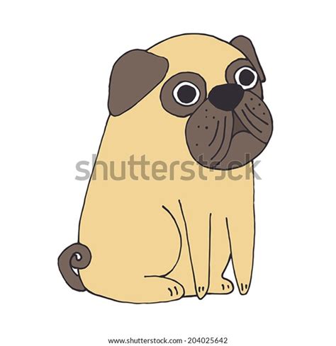 Vector Cute Pug Vector Illustration Stock Vector Royalty Free 204025642