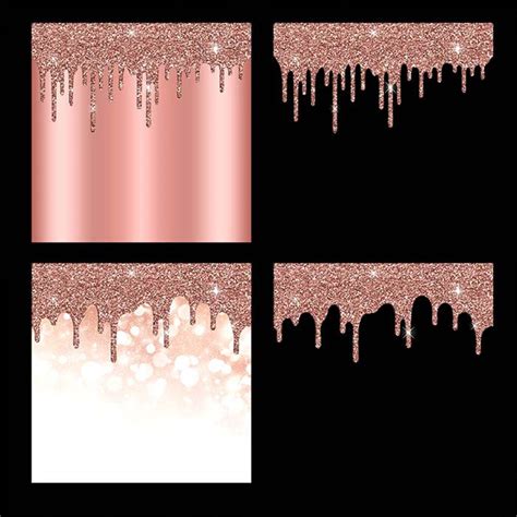 Rose Gold And Glitter Drips Backgrounds And Png Transparent Etsy Uk