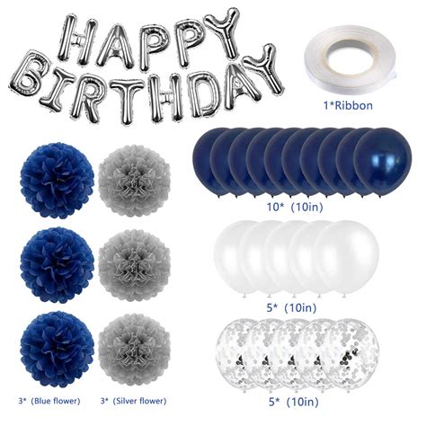 Birthday Decorations Menaivatoba Navy Blue Happy Birthday Balloons For