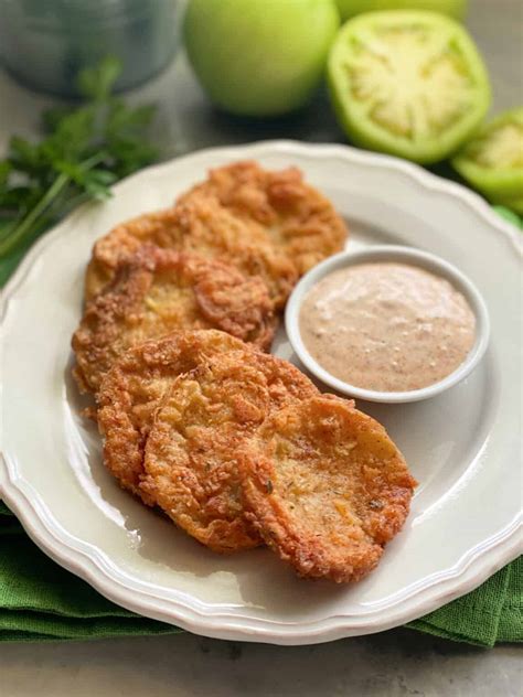 Fried Green Tomatoes With Cajun Ranch Dipping Sauce Katie S Cucina