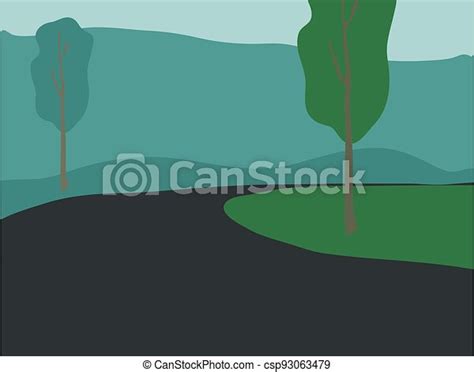 Road To The Mountain Vector Illustration Canstock