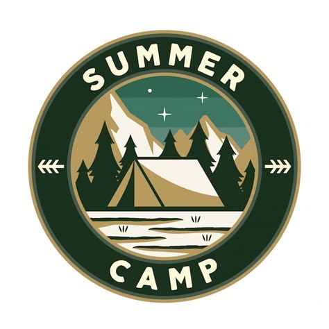 Vintage Wildlife Summer Camp Camping Activities Logo Insignia De La