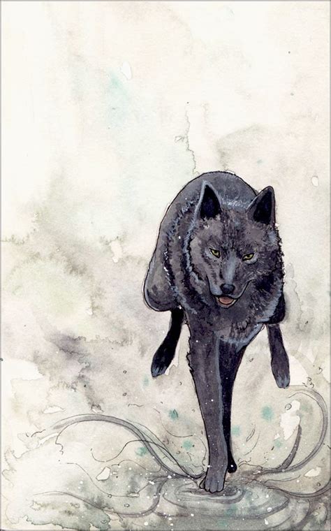 Black Wolf On The Run Black Wolf Wolf Art Animated Animals