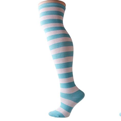 Blue Striped Thigh Highs Socks Stockings Fetish Kink Ddlg Playground