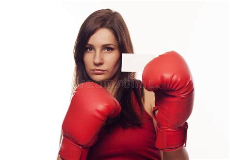 Woman With Boxing Gloves Stock Image Image Of Portrait 50185885