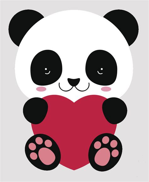 Cute Valentine Panda Bear Cub Chocolate Heart Box Vinyl Decal Sticke