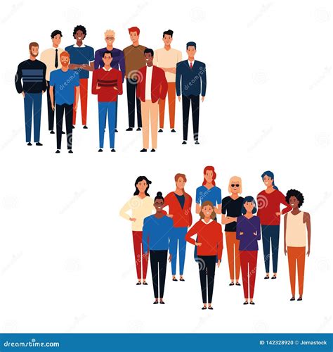 Groups Of People On Podiums Royalty Free Cartoon