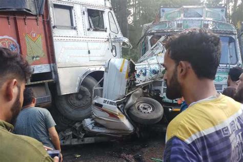 Vehicle Crushed Between Trucks 2 Killed The Tribune India