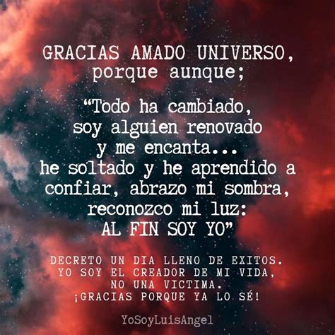 Gracias Amado Universo Frases Espirituales Afirmaciones Positivas