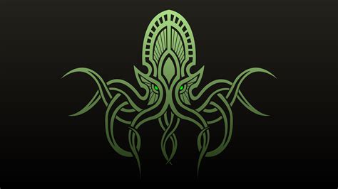 4k Minimalism Creature Cthulhu Green Eyes H P Lovecraft Octopus