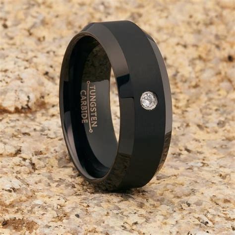 At tungsten rings center we guaranty a beautiful, quality, long lasting ring for you to wear with pride. White Diamond Tungsten Ring Black Tungsten Wedding Band ...