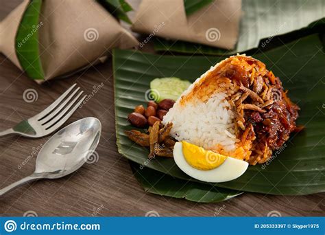 Nasi Lemak Pack In Banana Leaf Popular Breakfast In Malaysia Stock