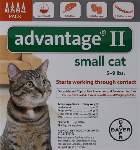 Bayer Advantage Ii Flea Control Treatment For Cats 4 Month 5 To 9 Pound