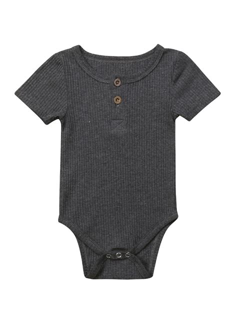 Newborn Unisex Baby Solid Onesies Basic Plain Rib Stitch Bodysuit