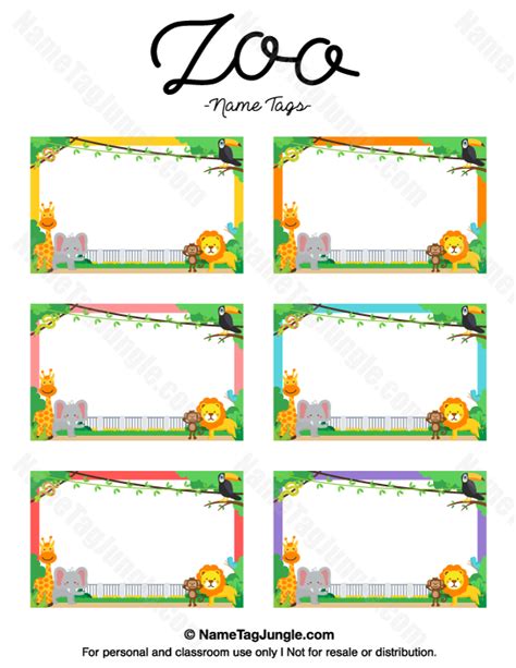 Printable Zoo Name Tags