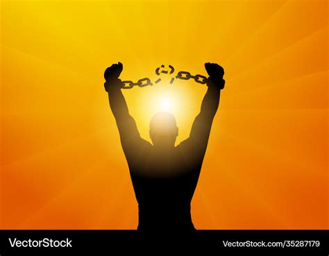 Freedom Silhouette Man Breaking Chains Royalty Free Vector