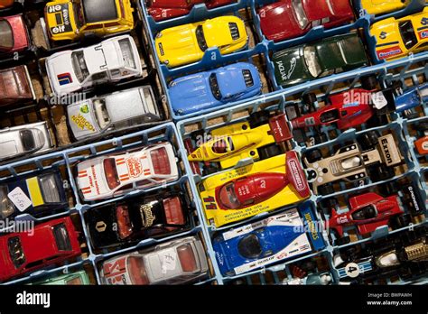 Several Model Dinky Matchbox Type Toy Cars Collectors Fair Stock Photo