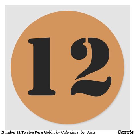 Number 12 Twelve Peru Gold Stencil Numbers By Janz Classic Round