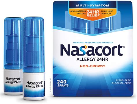 nasacort allergy 24hr nasal spray for adults non drowsy and alcohol free 120 sprays 0 57 fl oz