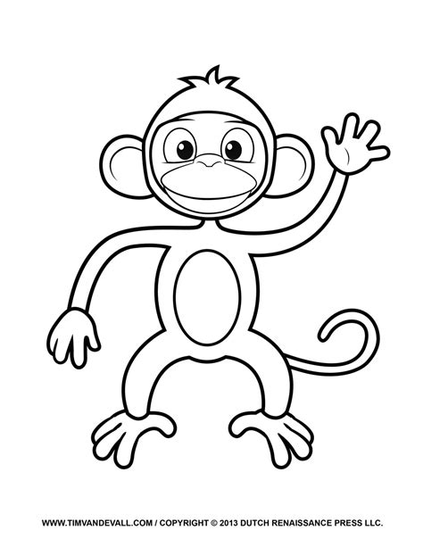 Printable Monkey Clipart Coloring Pages Cartoon And Crafts For Kids