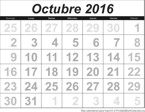 Calendario Oct 2016 Para Imprimir Calendarios Para Imprimir