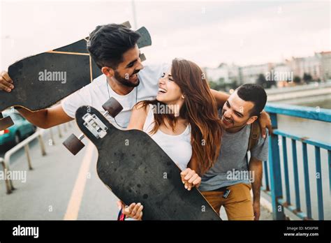 Group Of Happy Friends Hang Out Together Stock Photo Alamy