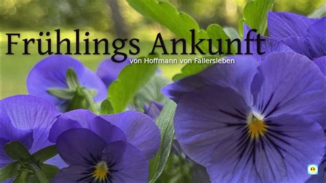 Frühlings Ankunft Gedicht Von Hoffmann Von Fallersleben Youtube