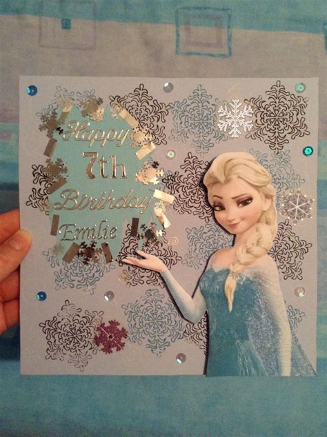 Handmade Frozen Birthday Card Elsa Disney Blue Art Cricut Birthday