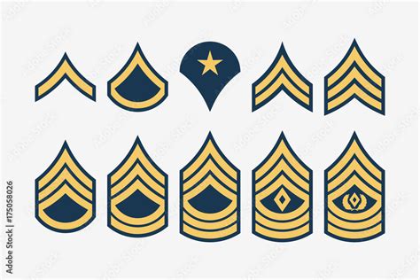 Vecteur Stock Military Ranks Stripes And Chevrons Vector Set Army