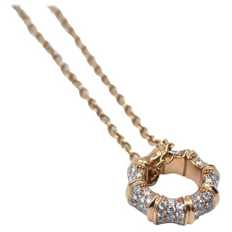 Gucci Bamboo In 18 Karat Rose Gold And Diamonds Necklace For Sale At