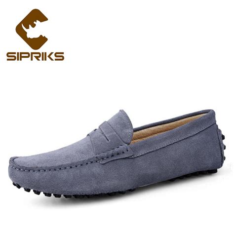 Sipriks Mens Penny Loafers Rogal Blue Loafers Tan Leather Smoking