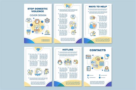 Stop Domestic Violence Brochure Pre Designed Vector Graphics