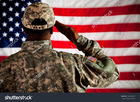 Soldier Military Man Saluting Us Flag Stock Photo 184208675 Shutterstock
