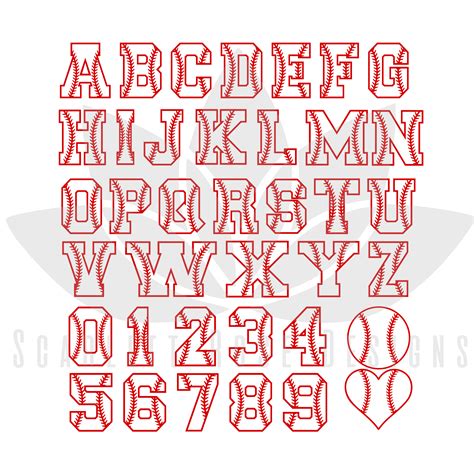 Baseball Font Svg Cut File Letters Numbers Monogram Scarlett Rose
