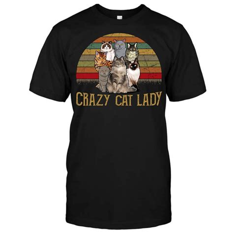 vintage retro style crazy cat lady t shirt stellanovelty