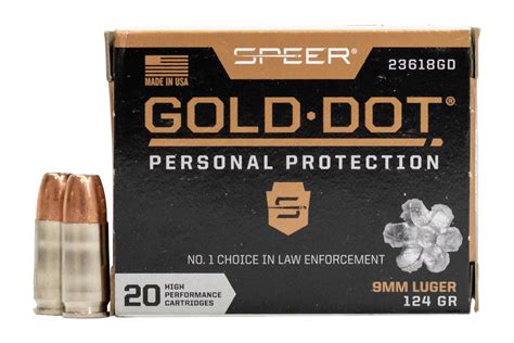 Speer 9mm Luger 124 Gr Gold Dot Personal Protection Hollow Point 20box