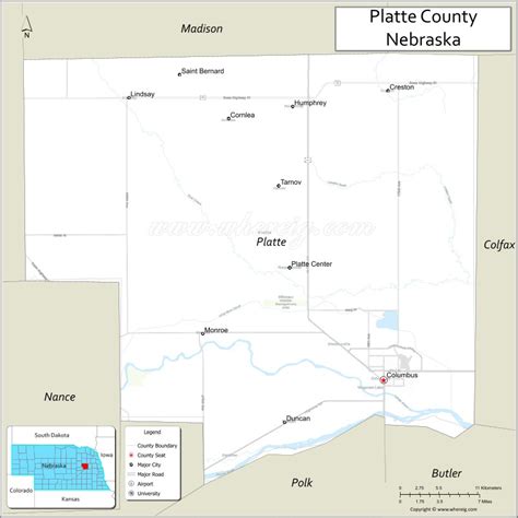 Map Of Platte County Nebraska Where Is Located Cities Population