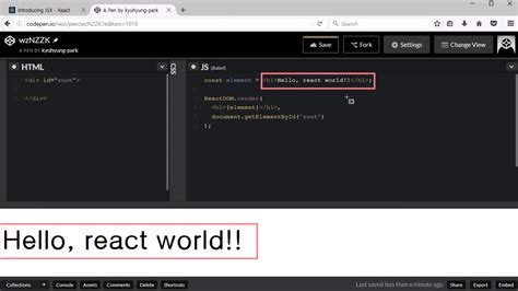 Tutorial Practice Reactjs Quickstart Hello World Jsx Codepen Youtube