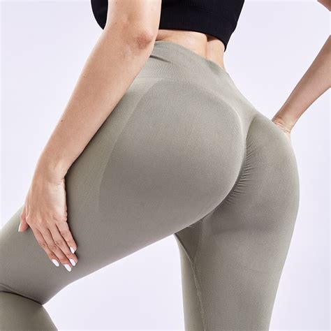 Seamless Leggings Solid Yoga Pants Scrunch Butt Lifting Booty High