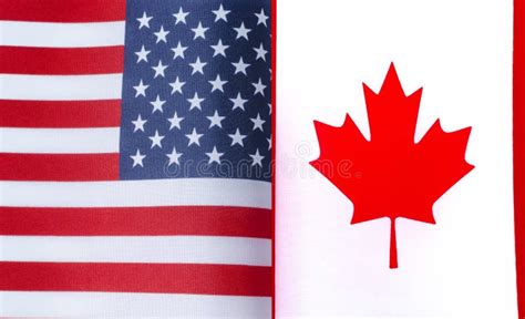 Fragments Of The National Flags Of The Usa And Canada Stock Photo