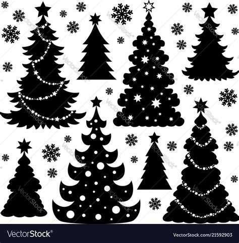 Christmas Tree Silhouette Theme 1 Royalty Free Vector Image
