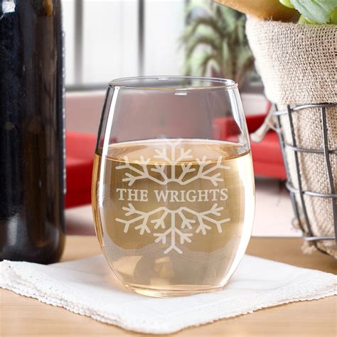 Engraved Snowflake Stemless Wine Glass Tsforyounow