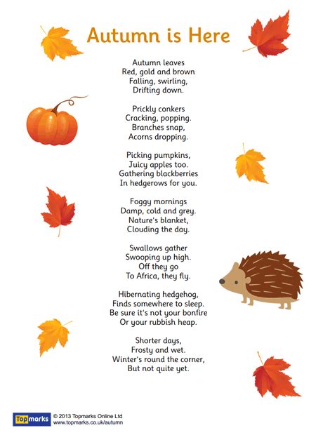 Autumn Printables Autumn Poems Kids Poems Fall Preschool