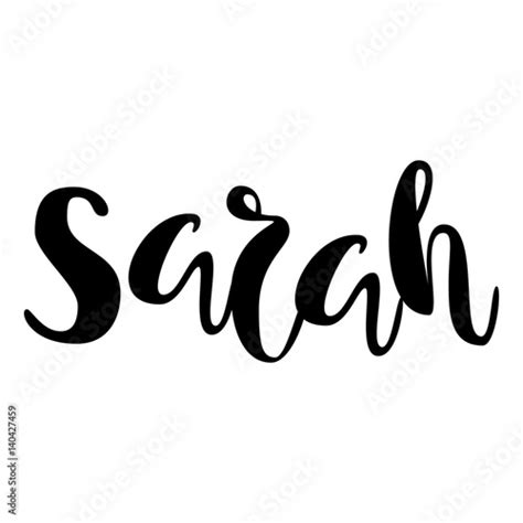 Female Name Sarah Lettering Design Handwritten Typography Vector