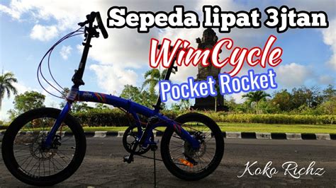Wimcycle Pocket Rocket Sepeda Lipat 3 Jtan Sudah Alloy Frame Dan Rem
