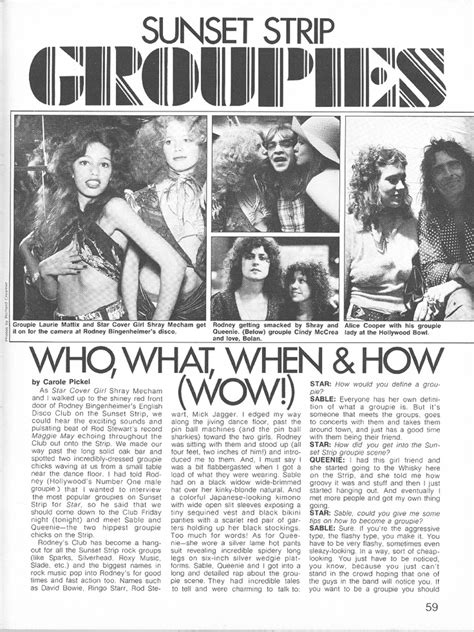 Star Magazine June 1973 Sunset Strip Groupies Article Page 1 Sunset Strip Groupies