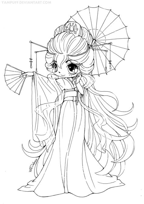 Magnificent Kimono Chibi Lineart Contest By Yampuff On Deviantart