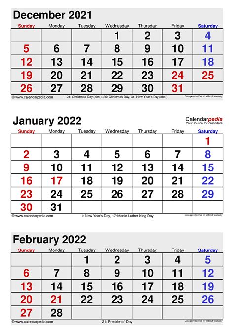 December 2022 And January 2022 Calendar