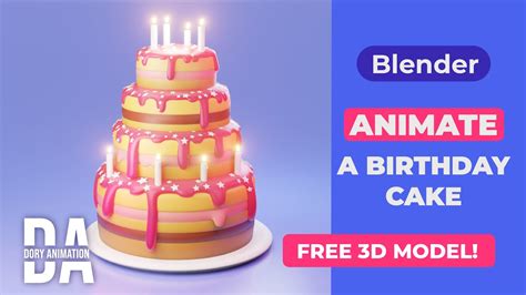 Animate A Birthday Cake Blender Tutorial Free 3d Model Blender Eevee Youtube